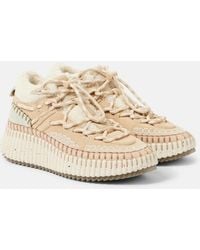 Chloé - Nama Shearling-Lined Suede Sneakers - Lyst