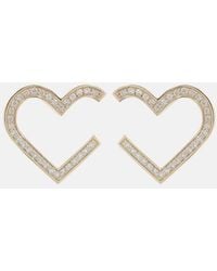 Sydney Evan - Heart 14Kt Hoop Earrings With Diamonds - Lyst