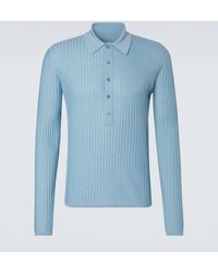 Saint Laurent - Wool, Cashmere, And Silk Polo Shirt - Lyst