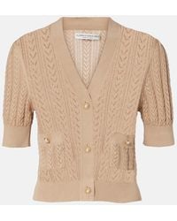 Alessandra Rich - Pointelle Cotton And Cashmere Cardigan - Lyst