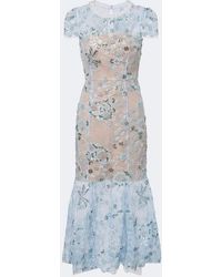 Self-Portrait - Robe Midi A Fleurs Et Sequins - Lyst