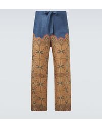 Valentino - Printed Linen Wide-Leg Pants - Lyst