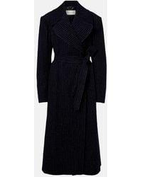 Dries Van Noten - Belted Pinstriped Wool Coat - Lyst