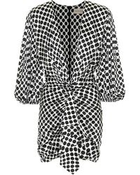 Alexandre Vauthier Minikleid Aus Stretch-seidensatin Mit Polka-dots Und Raffungen - Weiß