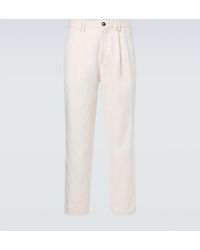 Brunello Cucinelli - Cotton And Linen Canvas Straight Pants - Lyst