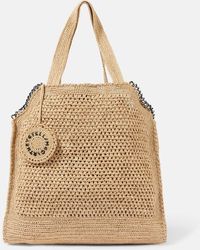 Stella McCartney - Falabella Small Crochet Raffia Shoulder Bag - Lyst