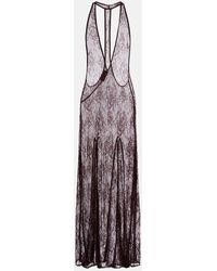Adriana Degreas - Sheer Open-Back Lace Maxi Dress - Lyst