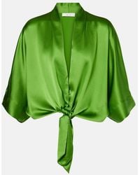 The Sei - Blusa Cropped De Saten De Seda - Lyst