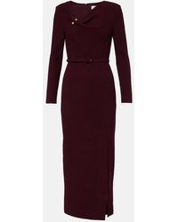Roland Mouret - Draped Belted Wool Crepe Midi Dress - Lyst