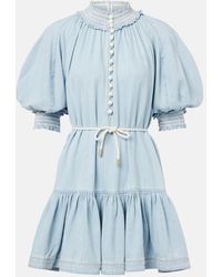 Zimmermann - Ascension Ruffled Denim Minidress - Lyst