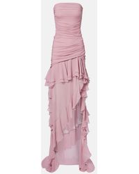 Blumarine - Asymmetric Ruffled Georgette Gown - Lyst