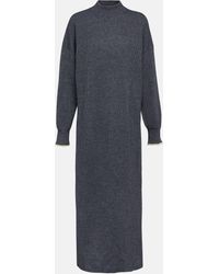 Brunello Cucinelli - Ribbed-knit Cotton And Alpaca Midi Dress - Lyst