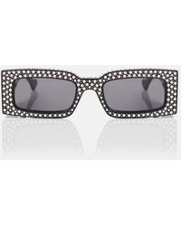 Gucci - Eckige Sonnenbrille Double G mit Kristallen - Lyst