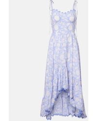 Juliet Dunn - Asymmetric Floral Cotton Midi Dress - Lyst