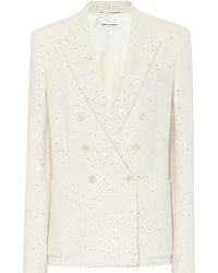Saint Laurent Blazer con doble botonadura y lentejuelas - Blanco