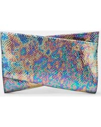 Christian Louboutin - Loubitwist Snake-Effect Leather Clutch - Lyst