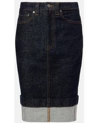 KHAITE - Kendra Denim Midi Skirt - Lyst