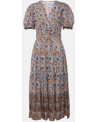Ulla Johnson - Ilana Printed Cotton-Blend Midi Dress - Lyst