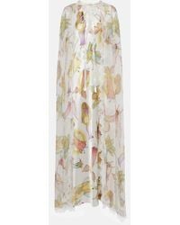 Rodarte - Caped Printed Silk Gown - Lyst