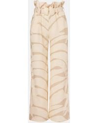 Johanna Ortiz - Printed High-Rise Linen Wide-Leg Pants - Lyst