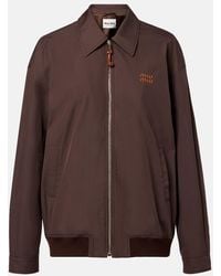 Miu Miu - Chaqueta En Mezcla De Algodon Con Logo - Lyst
