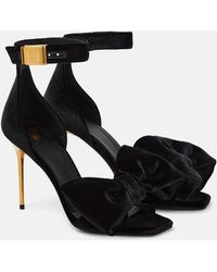 Balmain - Velvet Bow-detail Sandals - Lyst