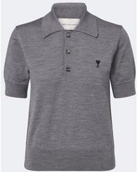 Ami Paris - Ami De Coeur Wool Polo Shirt - Lyst
