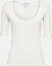 Bottega Veneta - Ribbed-knit Cotton-blend Jersey Top - Lyst