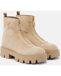 Prada - Ankle Boots Aus Veloursleder - Lyst