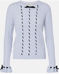 Valentino - Bow-Detail Cable-Knit Virgin Wool Sweater - Lyst