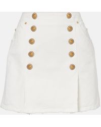 Balmain - Pleated Cotton Canvas Miniskirt - Lyst