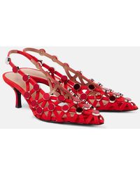 The Attico - Grid 50 Embellished Leather Slingback Pumps - Lyst