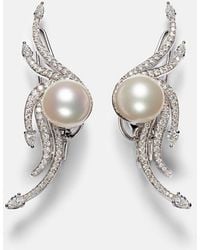 YEPREM - Pearlescent 18Kt Earrings With Diamonds And Pearls - Lyst