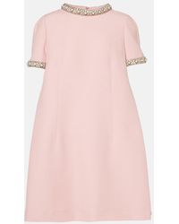 Valentino - Crepe Couture Embroidered Minidress - Lyst