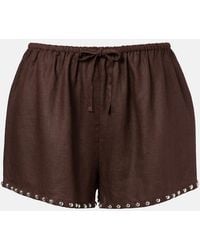 STAUD - Paddle Studded Linen Shorts - Lyst