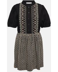 See By Chloé - Vestido Corto De Algodon Con Flores - Lyst