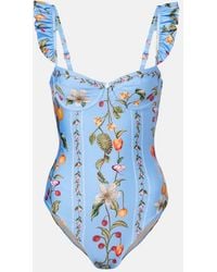 Agua Bendita - Ajonjoli Printed Ruffled Swimsuit - Lyst