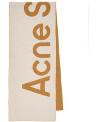 Acne Studios Sciarpa in misto lana con logo - Neutro