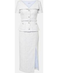 Self-Portrait - Vestido Midi De Boucle Con Peplum - Lyst