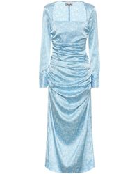 Ganni Midikleid aus Satin - Blau