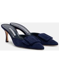 Manolo Blahnik - Maysale 70 Suede Mules - Lyst