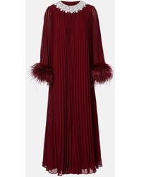 Self-Portrait - Ostrich Feather-Trim Maxi Dress - Lyst