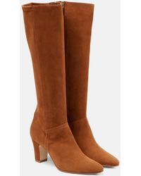 Manolo Blahnik - Stiefel Pitana 70 Aus Veloursleder - Lyst