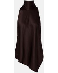 Brunello Cucinelli - Asymmetric Silk Satin Top - Lyst