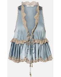 Chloé - Lace-Trimmed Silk Satin Top - Lyst