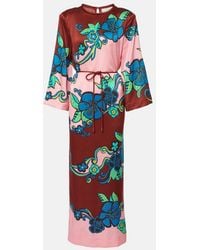 ALÉMAIS - Printed Silk Satin Maxi Dress - Lyst