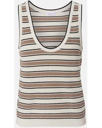 Brunello Cucinelli - Striped Cotton-Blend Top - Lyst