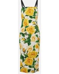 Dolce & Gabbana - Floral Silk-blend Charmeuse Midi Dress - Lyst