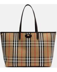 Burberry - Reversible Check Medium Leather Tote Bag - Lyst