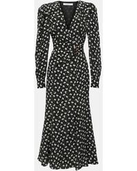 Alessandra Rich - Printed Silk Midi Dress - Lyst